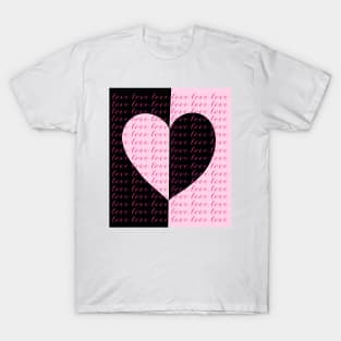 Cute Valentines Love Heart Pink and Black, Made by EndlessEmporium T-Shirt